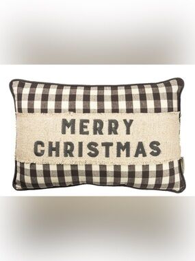 Primitives By Kathy Grey Buffalo Plaid Merry Christmas Decor Pillow New No Tag